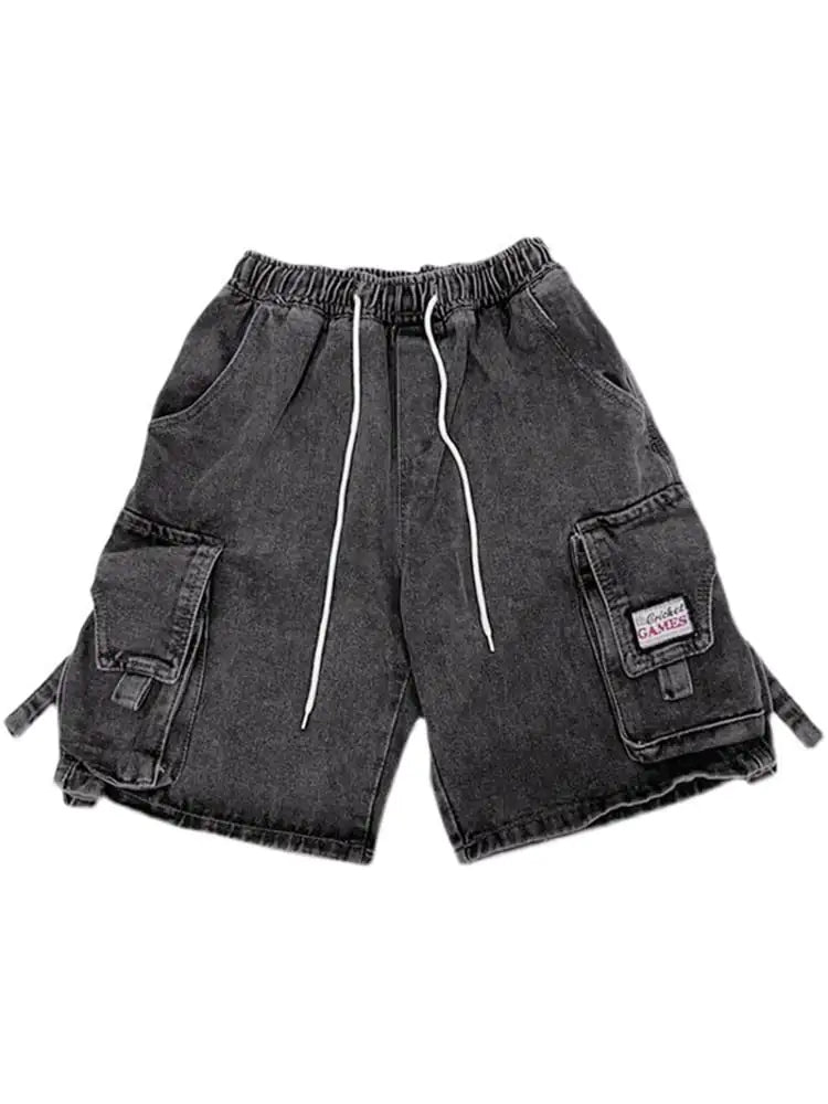 Y2K Vintage High Street Loose Denim Shorts with Pockets